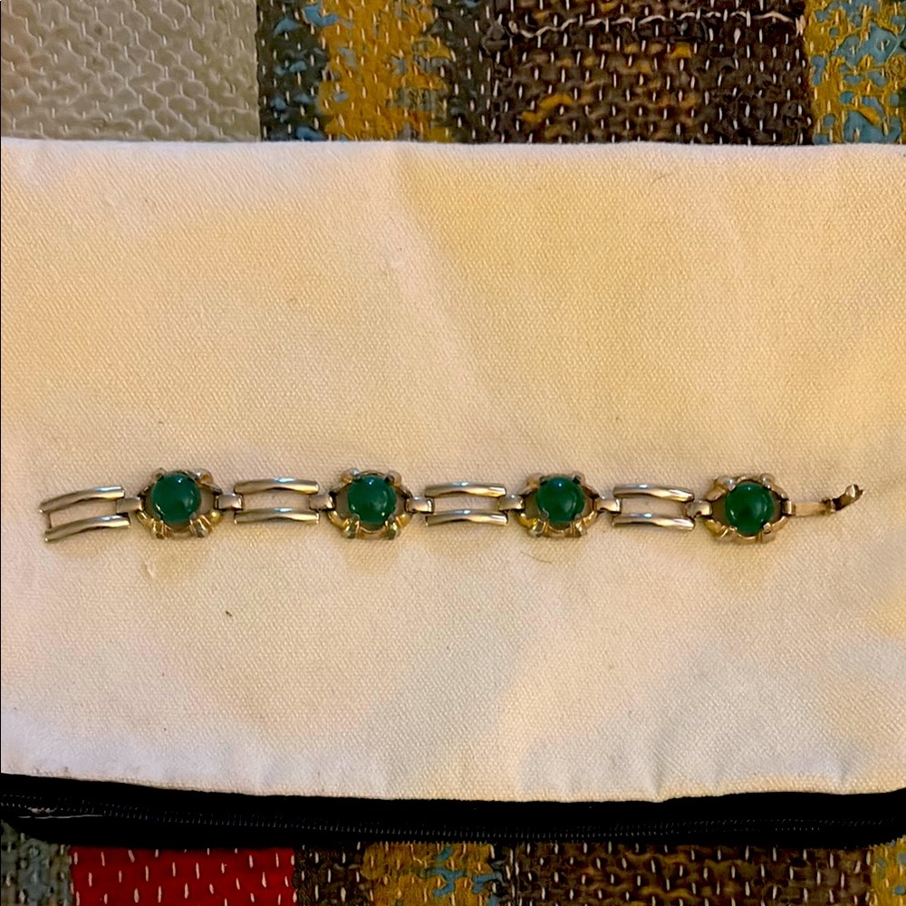Elegant Silver and Green Bracelet